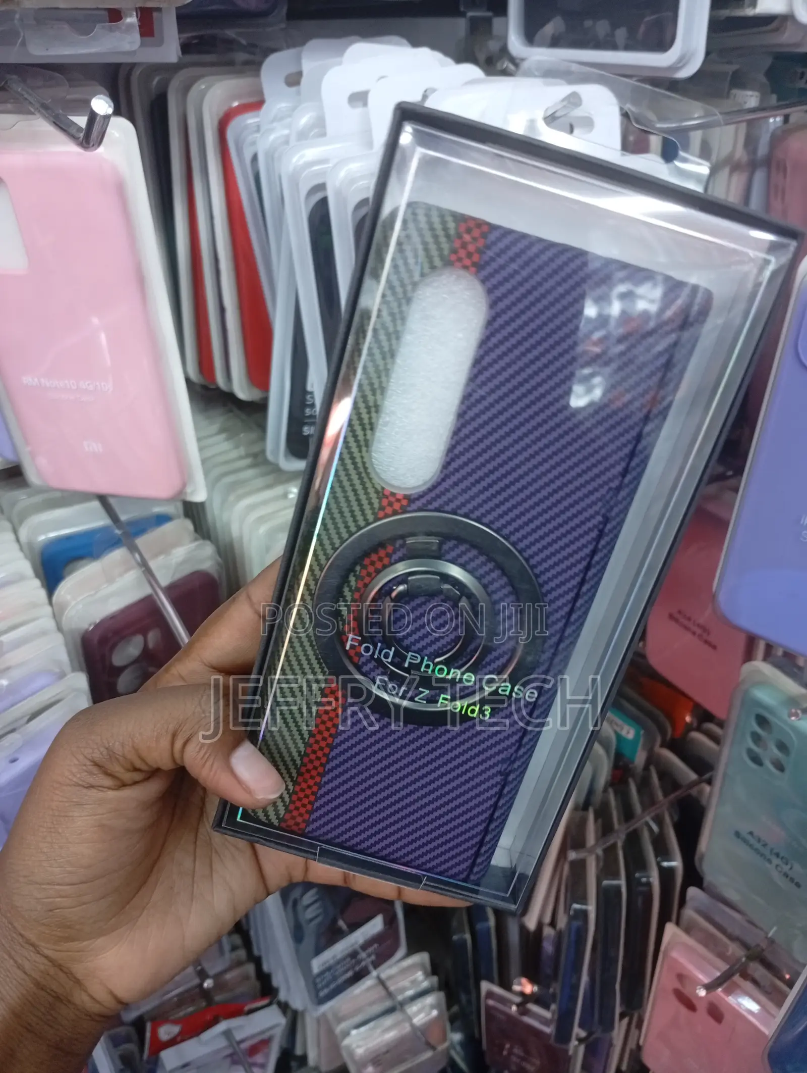 Samsung Galaxy Z Fold3 Colored Stripe Pattern and a Built-in Ring Cas