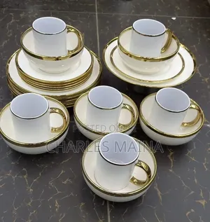24pcs Gold Rimmed Ceramic Dinner Set
