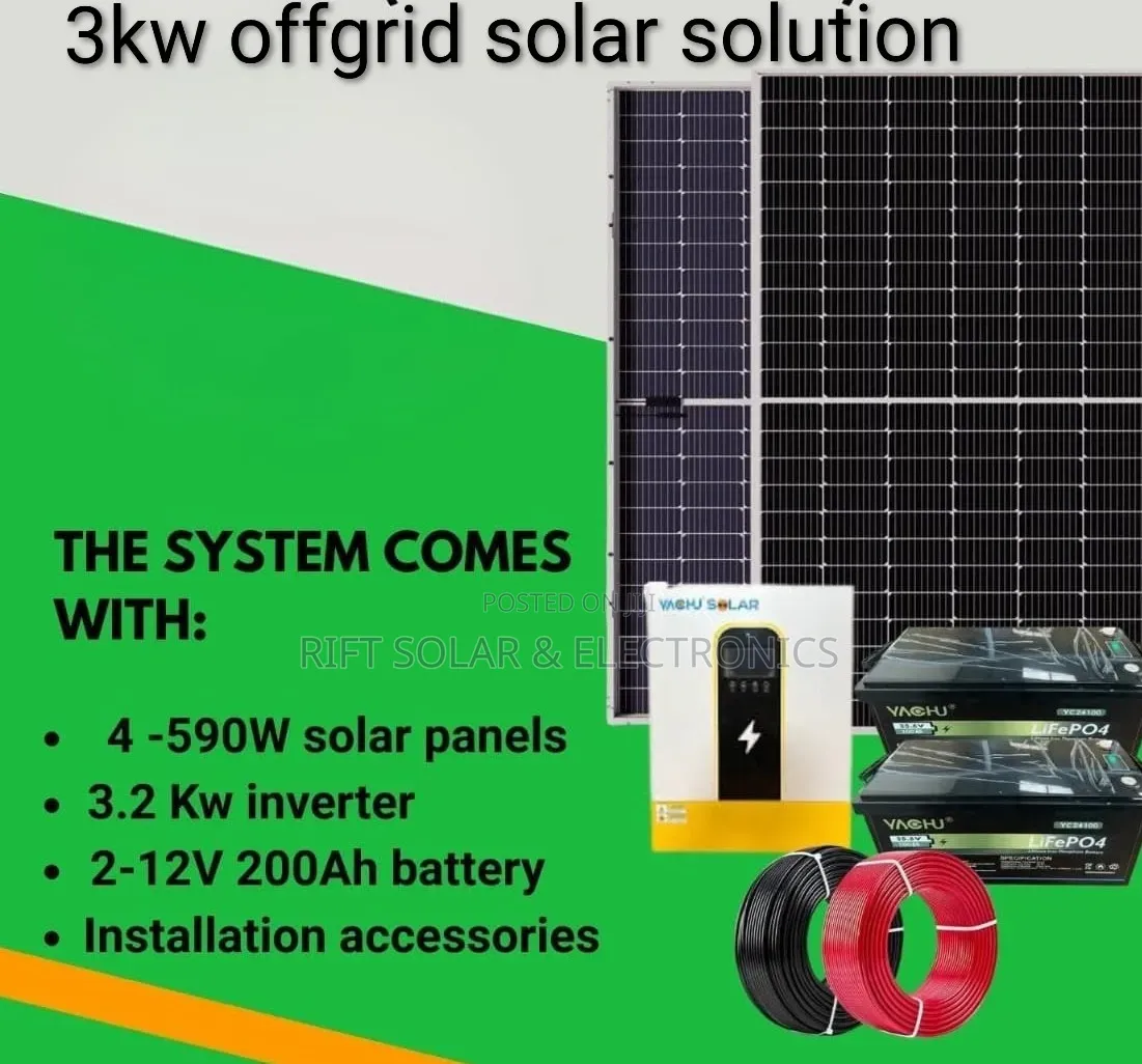 3.2 Kw Home Solar Solution - (4)590w Solar -(2)200ah Lithium Batteries