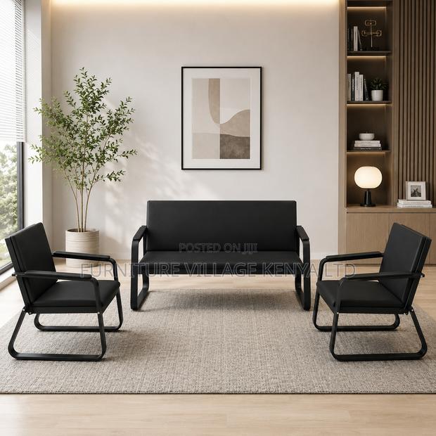 Office Sofa: 5-Seater Leather Lobby Sofa Set