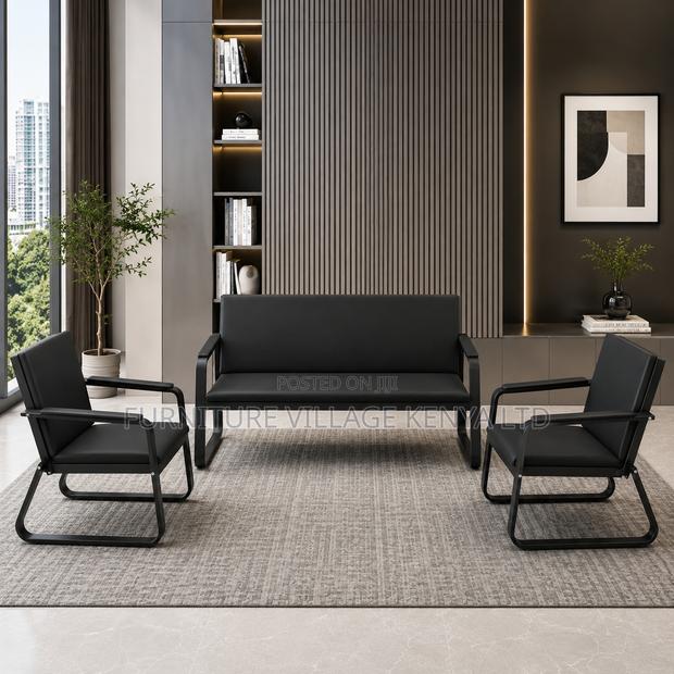 Office Sofa: 5-Seater Leather Lobby Sofa Set - thumbnail 3