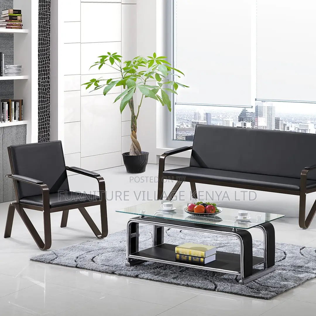 Office Sofa: 5-Seater Leather Lobby Sofa Set