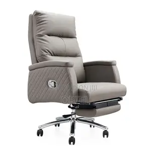 Office Chair : Grey Leather Director's Executive Office Seat