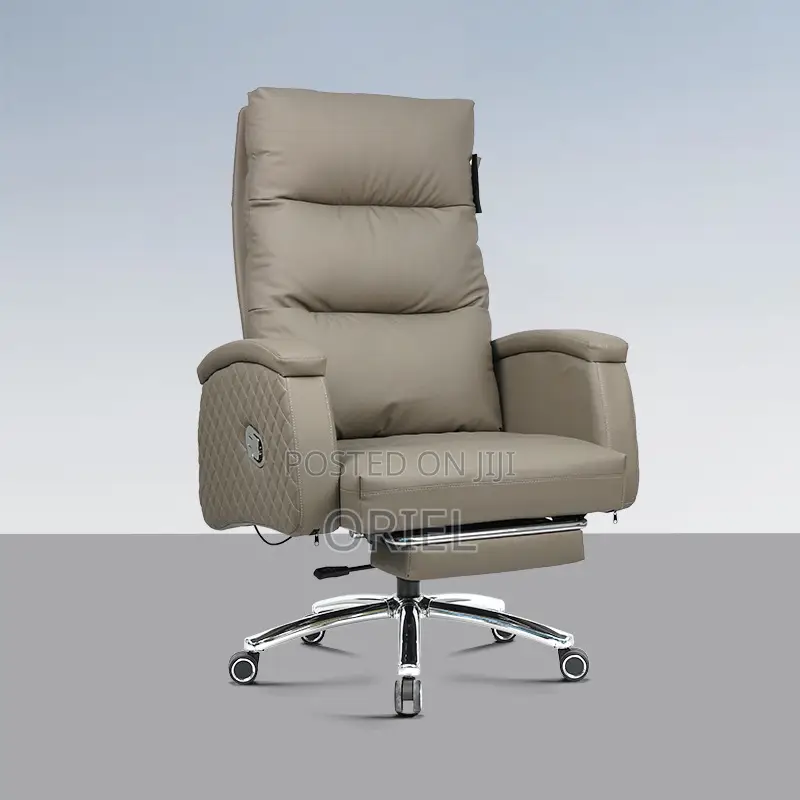 Office Chair : Grey Leather Director's Executive Office Seat