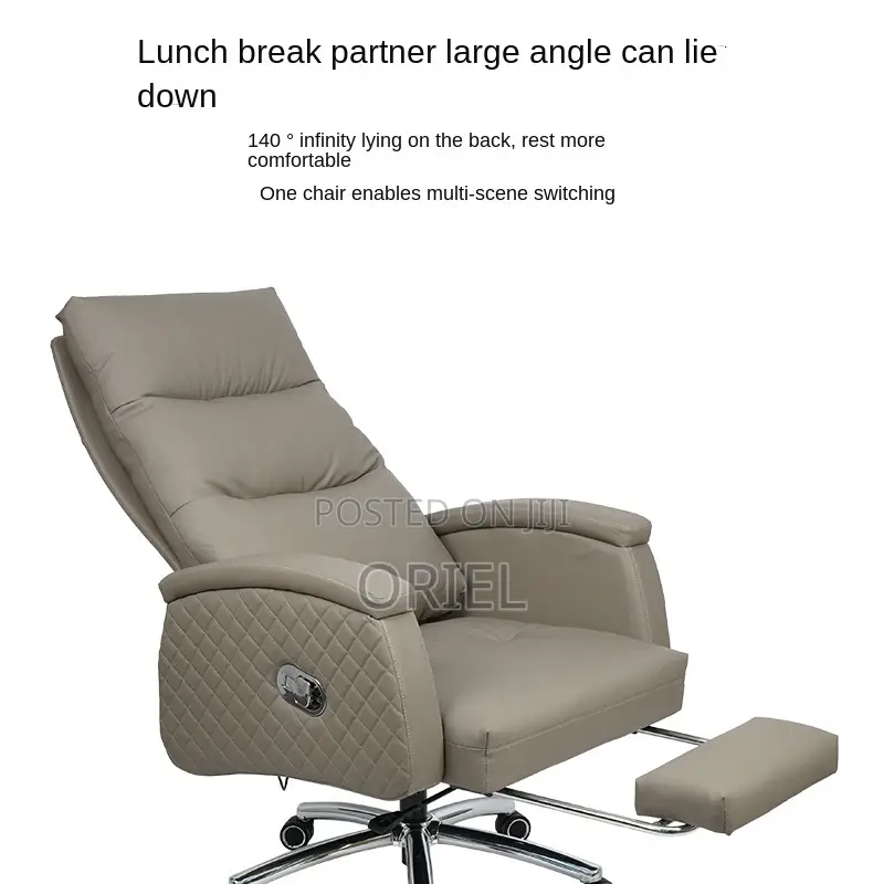Office Chair : Grey Leather Director's Executive Office Seat