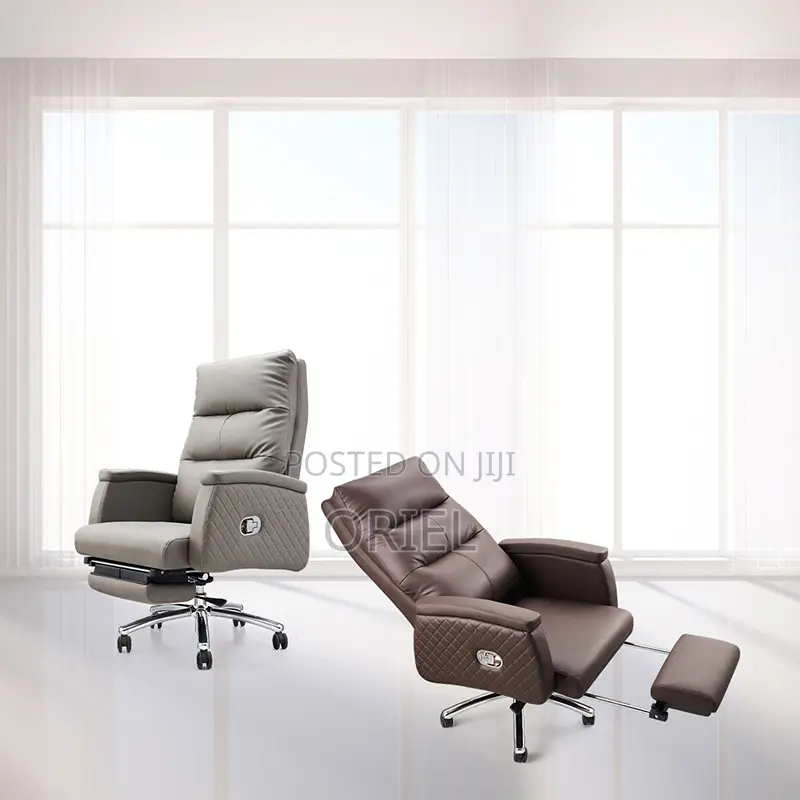 Office Chair : Grey Leather Director's Executive Office Seat
