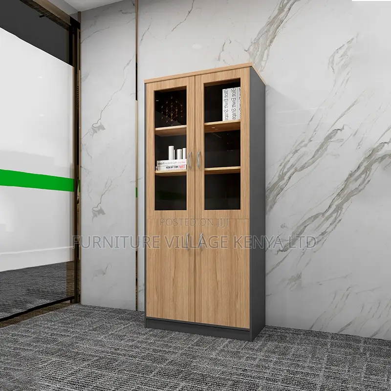 Office Cabinet: Wooden 2-Swing Door Document Cabinet