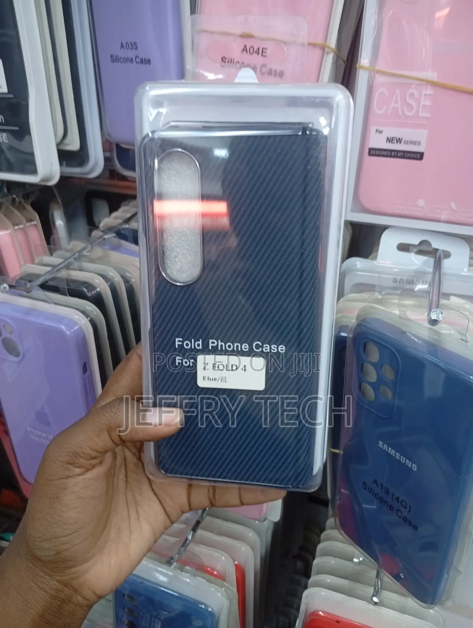 Samsung Galaxy Z Fold 4 Blue Carbon Fiber Texture Flip Case