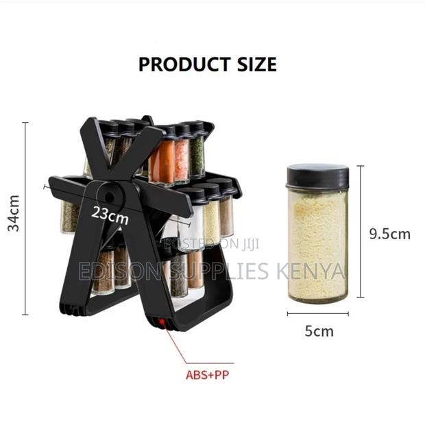 Rotating Spice Rack 360° Rotation With 18pcs Glass Jars - thumbnail 4