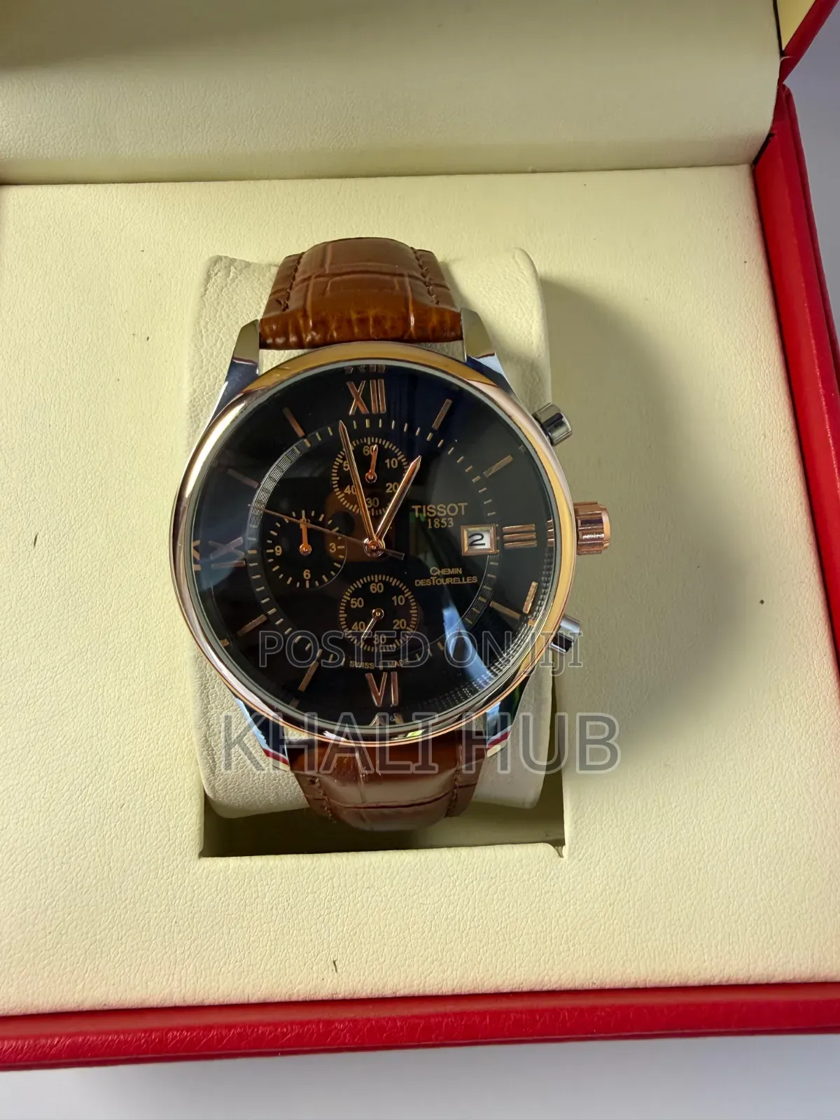 Tissot Chronograph With Genuine Leather Straps Gents Watch