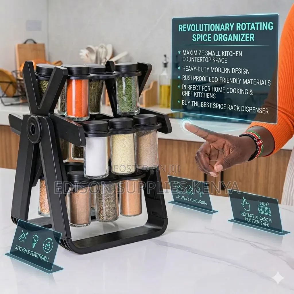 Rotating Spice Rack 360° Rotation With 18pcs Glass Jars