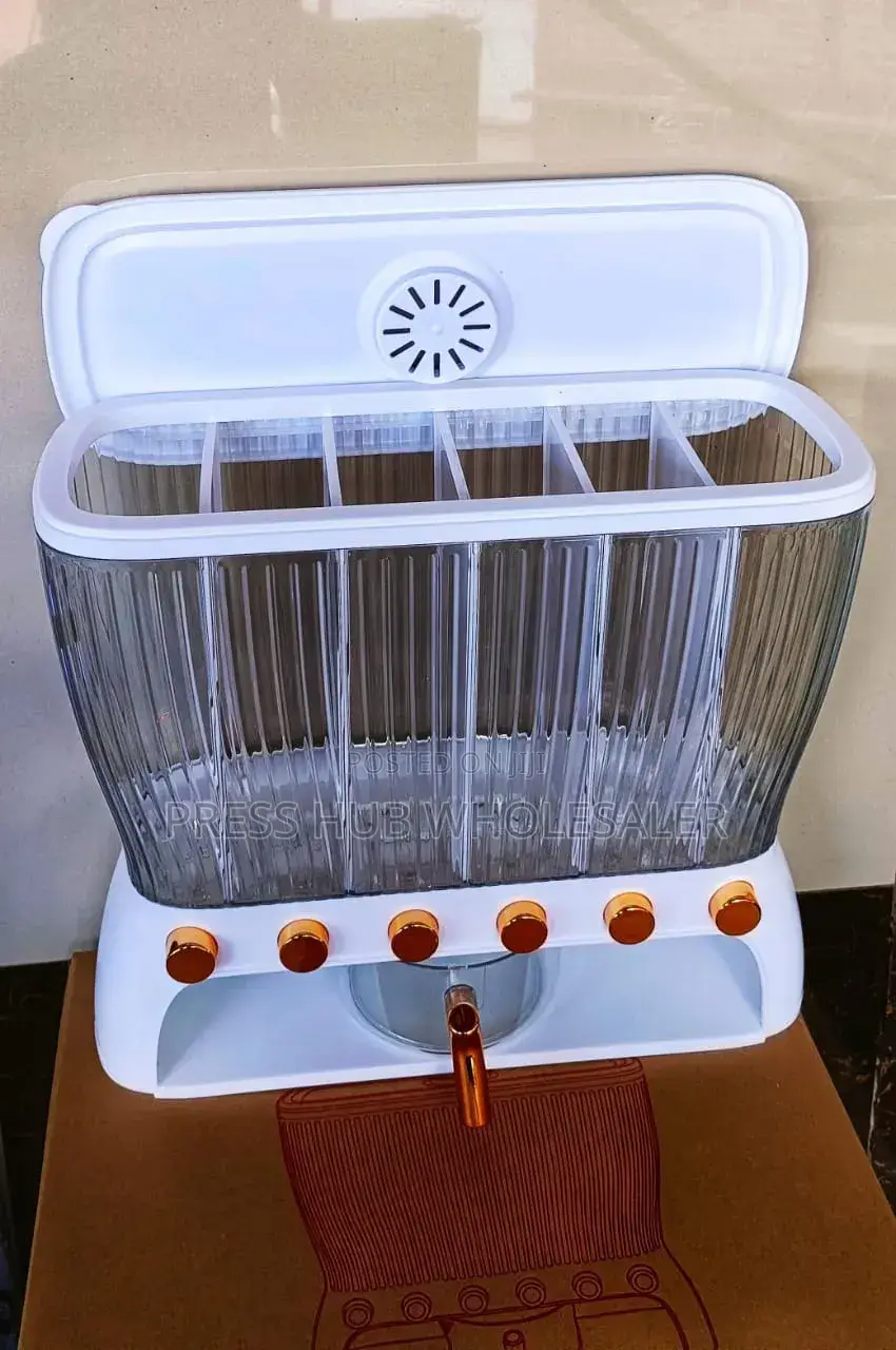 6-Grid Wall-Mounted Dry Food Dispenser – 12kg Multi-Grain Storage