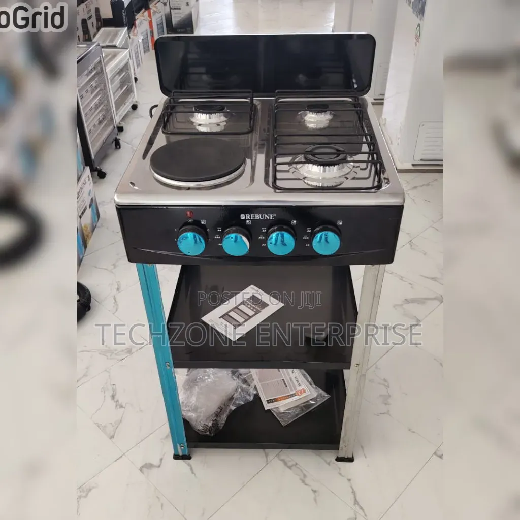 Rebune 3 Gas +1 Electric Burner Standing Gas Stove With Shelves 