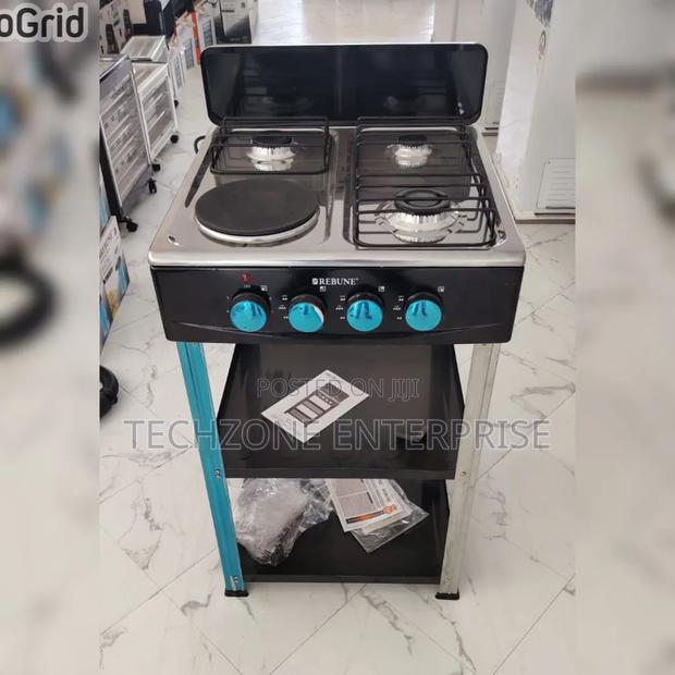 Rebune 3 Gas +1 Electric Burner Standing Gas Stove With Shelves