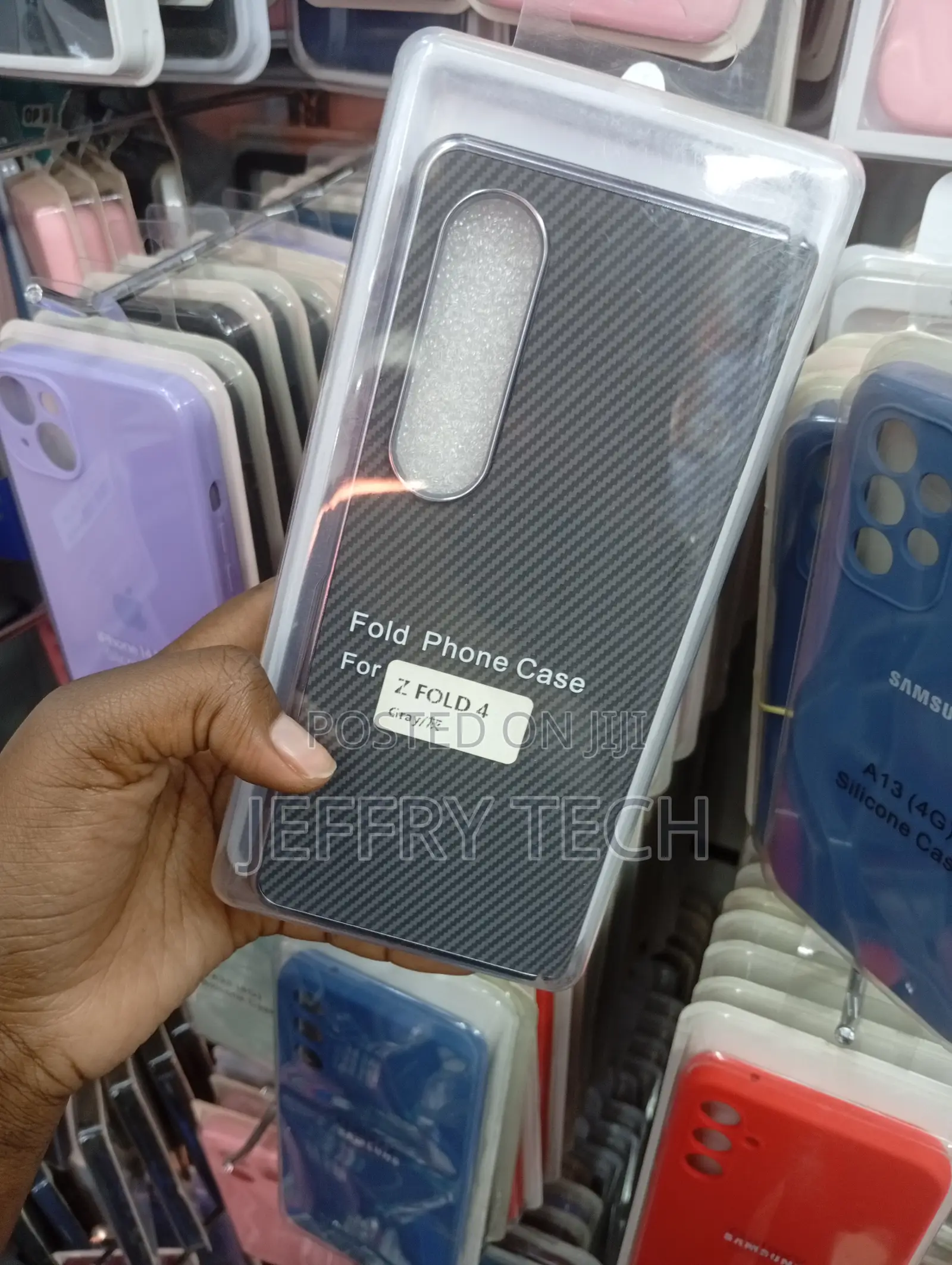 Samsung Galaxy Z Fold 4 Gray Carbon Fiber Phone Case