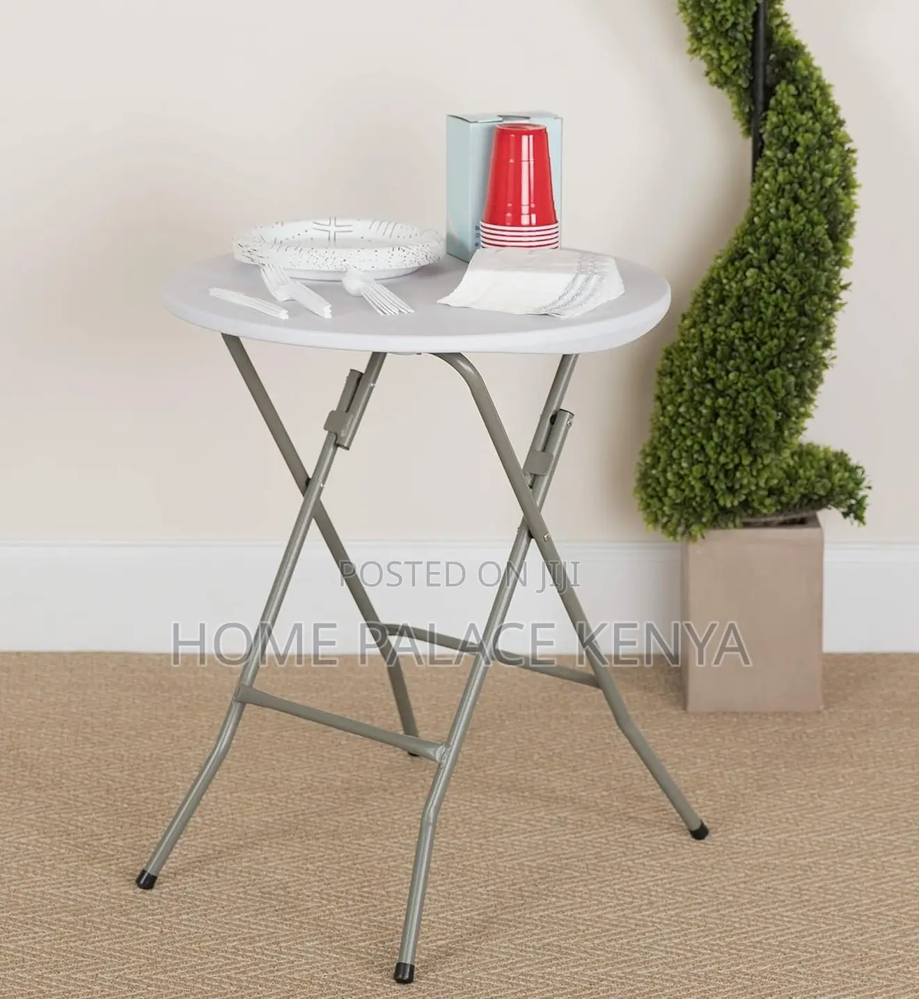 Folding Table: Outdoor Round Banquet Plastic Portable Table