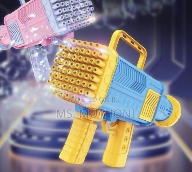 60-Holes Electric Rechargeable Bubble Blaster Gun With Led Lights
