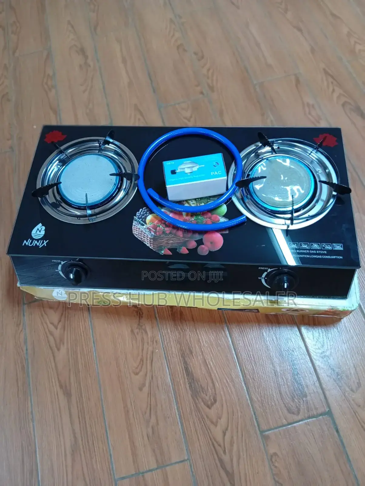 Nunix 2-Burner Tempered Glass Table Top Gas Stove.