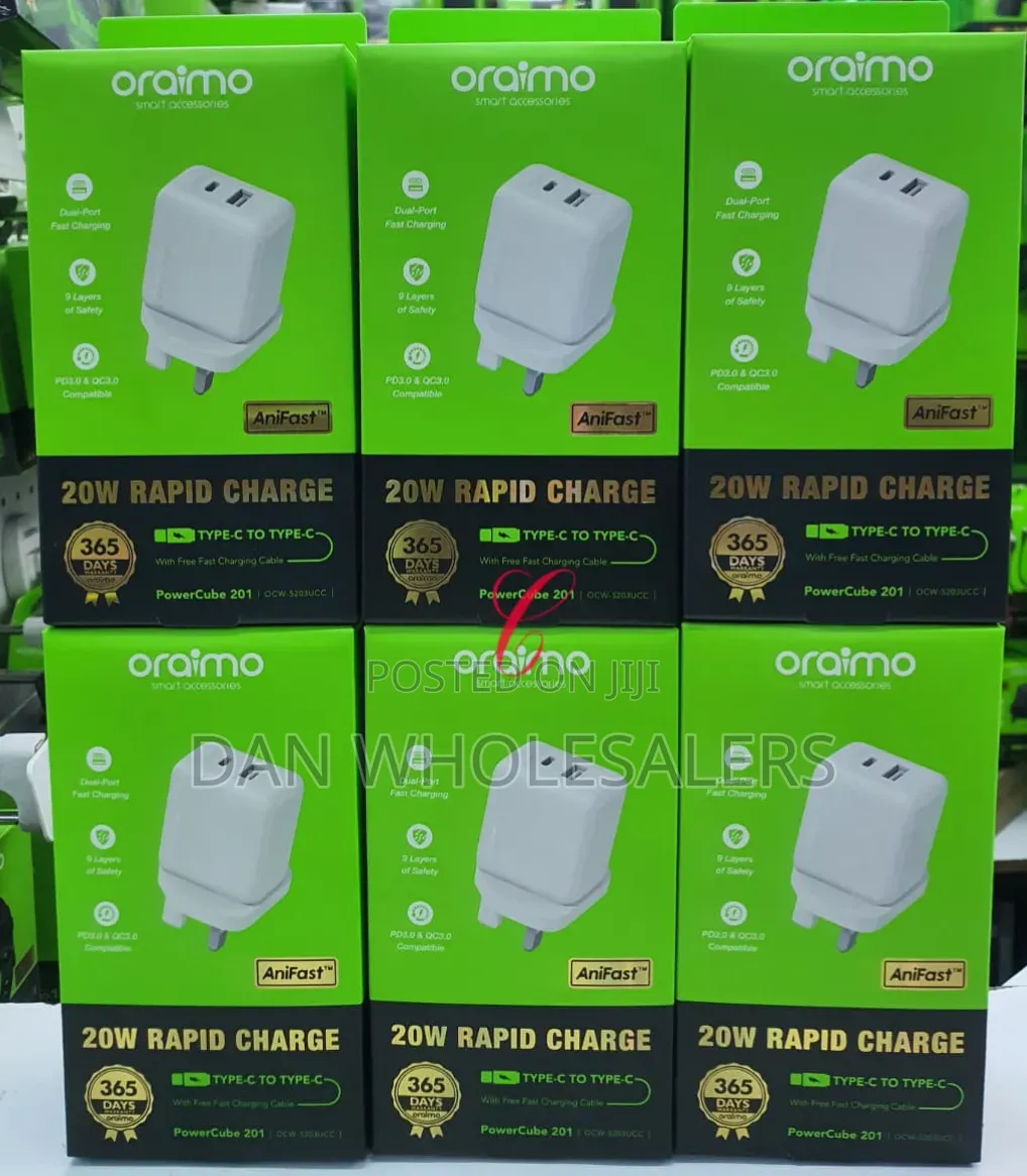Oraimo Powercube 201 Ocw-5203ucc *20w Dual Ports* Type C Rapid Charger