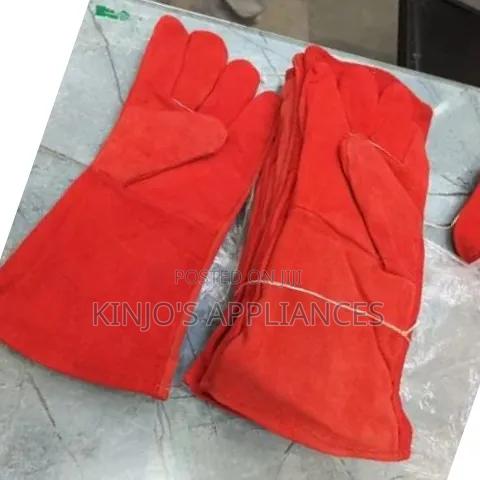 Red Leather 14inch Gloves - main view