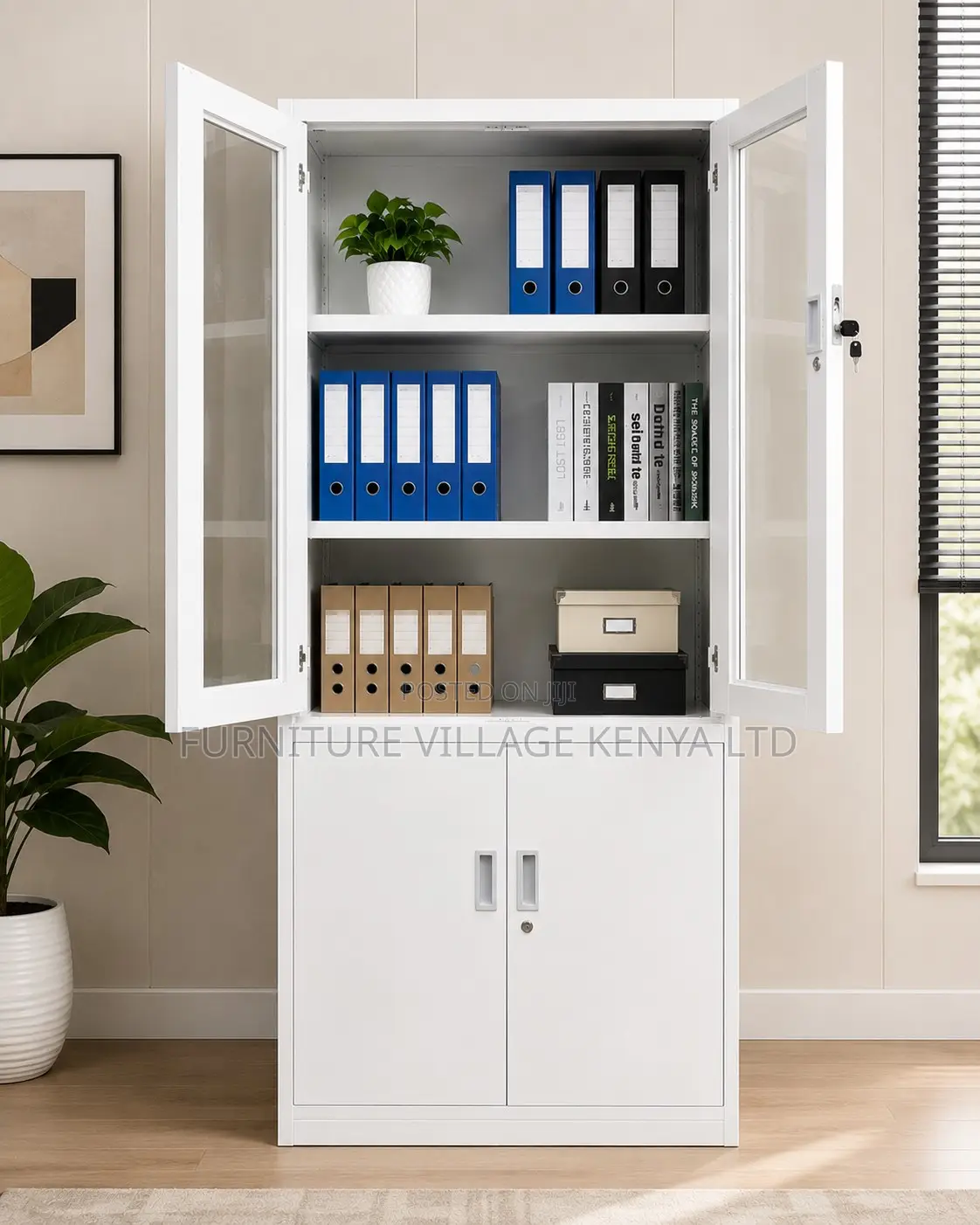 Office Cabinet: 2-Door File Storage Display Cabinet.