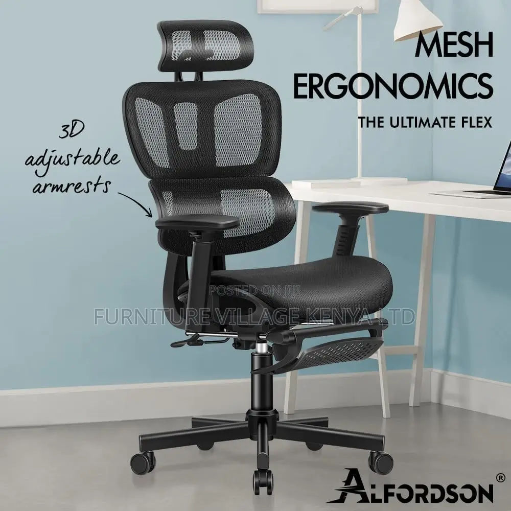Office Chair: Ergonomic Office Task Chair With Foot Rest.