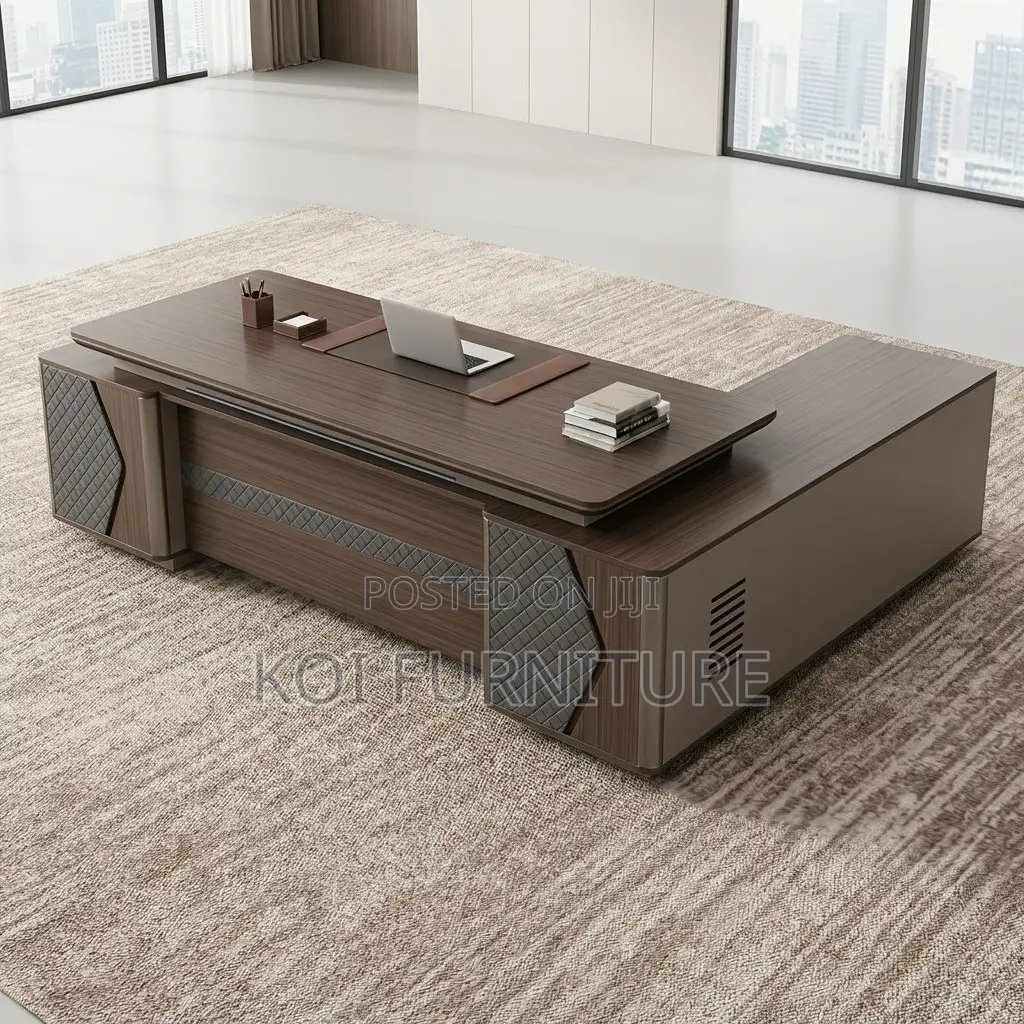 Office Desk :2.4m Vero Executive Desk in Wood Finish With Fixed Return