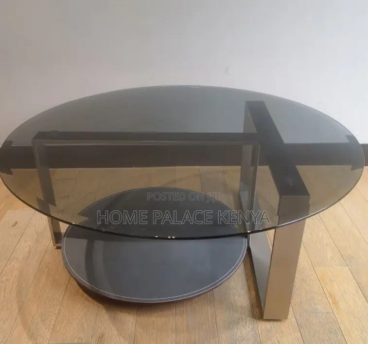 Centre Table: Round Glass Coffee Table With Stainless Steel Frame