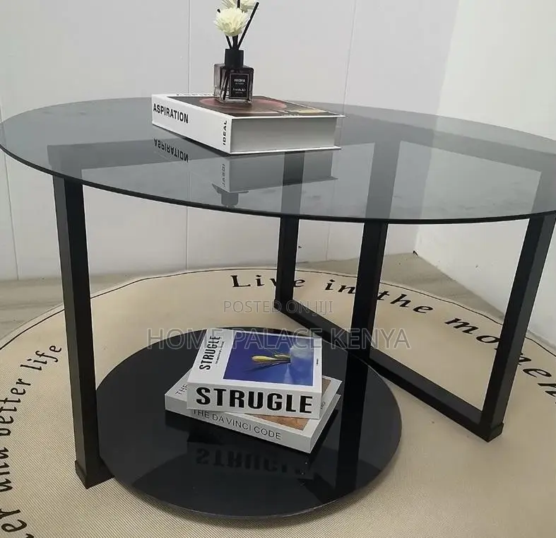 Centre Table: Round Glass Coffee Table With Stainless Steel Frame