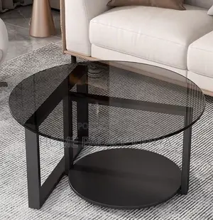 Centre Table: Round Glass Coffee Table With Stainless Steel Frame