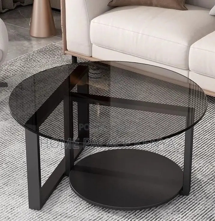 Centre Table: Round Glass Coffee Table With Stainless Steel Frame