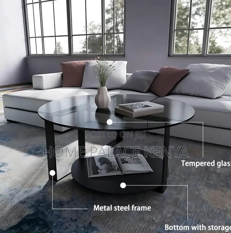 Centre Table: Round Glass Coffee Table With Stainless Steel Frame