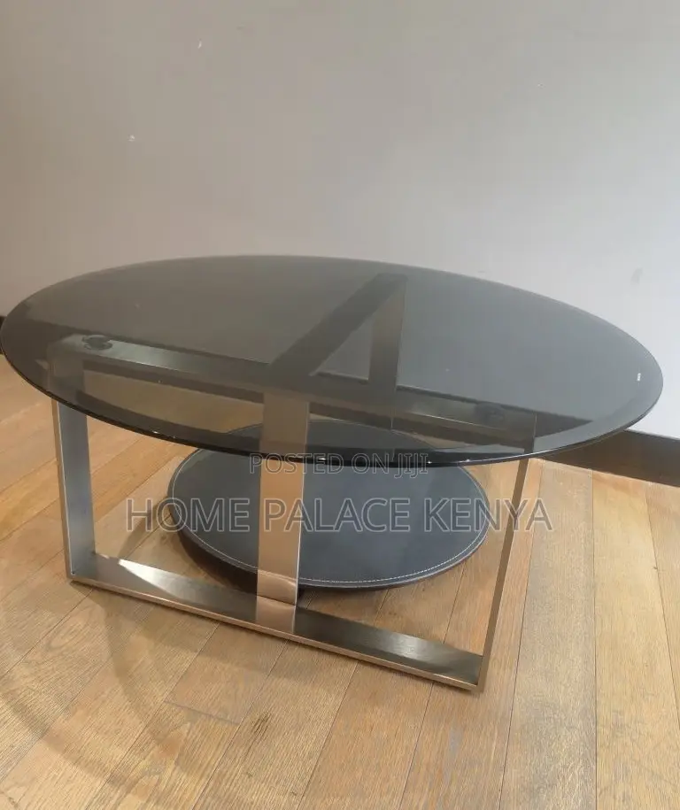 Centre Table: Round Glass Coffee Table With Stainless Steel Frame