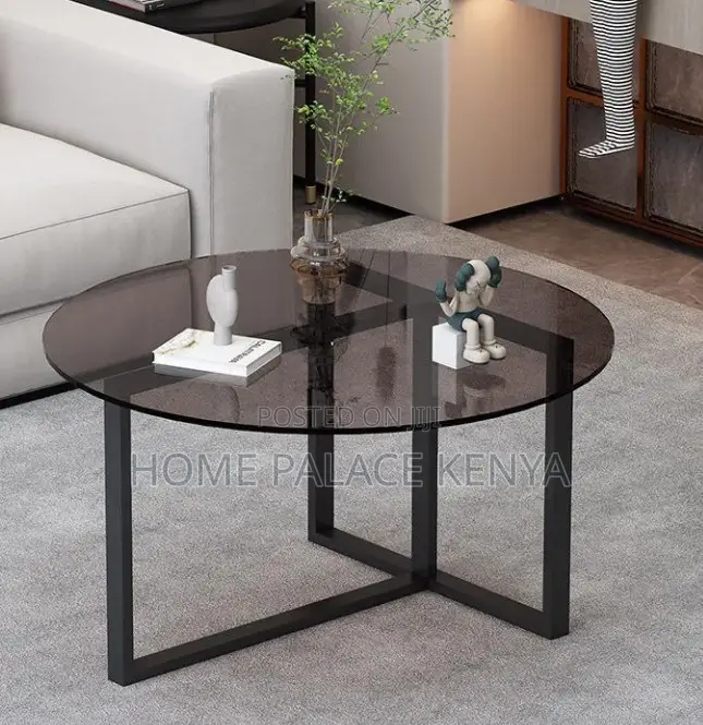 Centre Table: Round Glass Coffee Table With Stainless Steel Frame