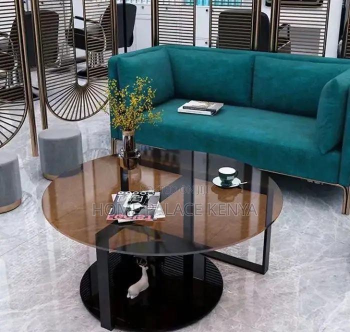 Centre Table: Round Glass Coffee Table With Stainless Steel Frame