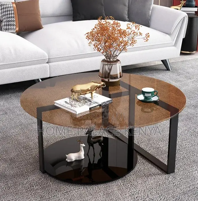 Centre Table: Round Glass Coffee Table With Stainless Steel Frame