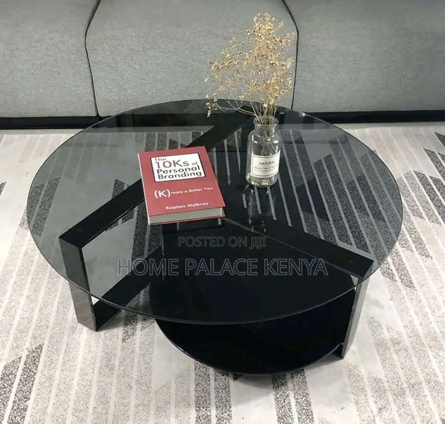 Centre Table: Round Glass Coffee Table With Stainless Steel Frame