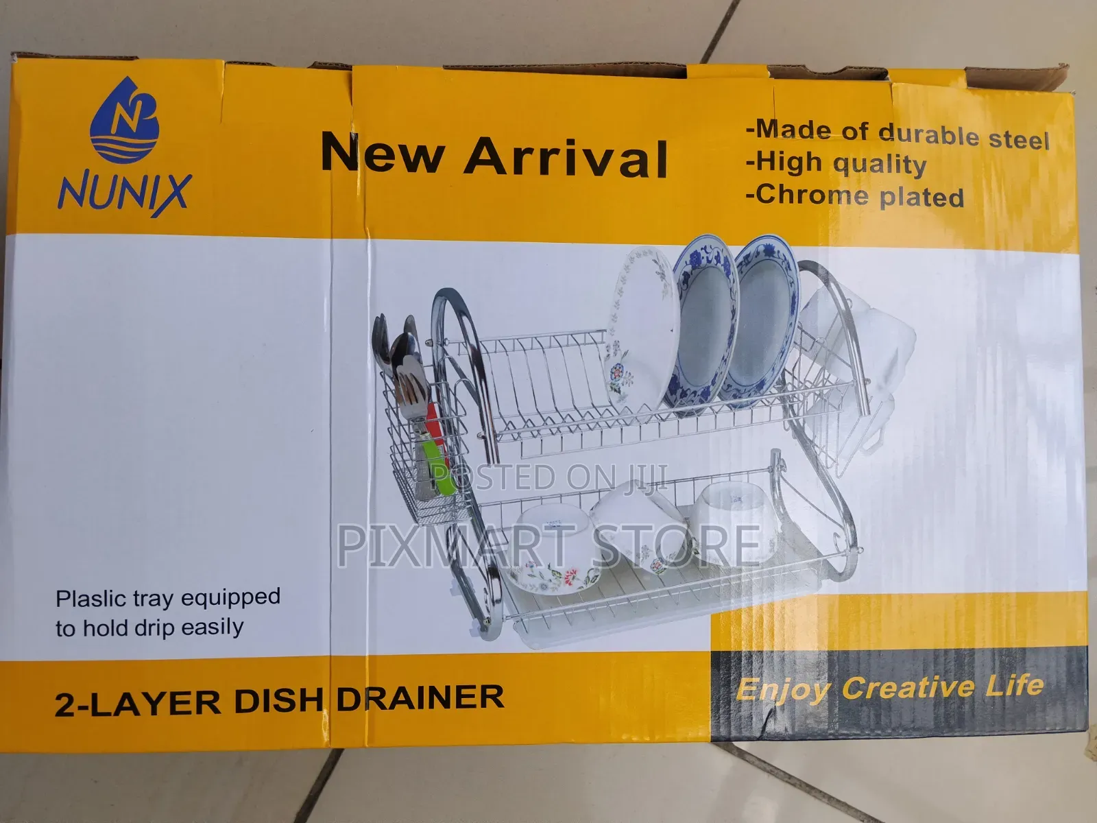 Stainless 2 Tier Dish Rack With Drain Tray