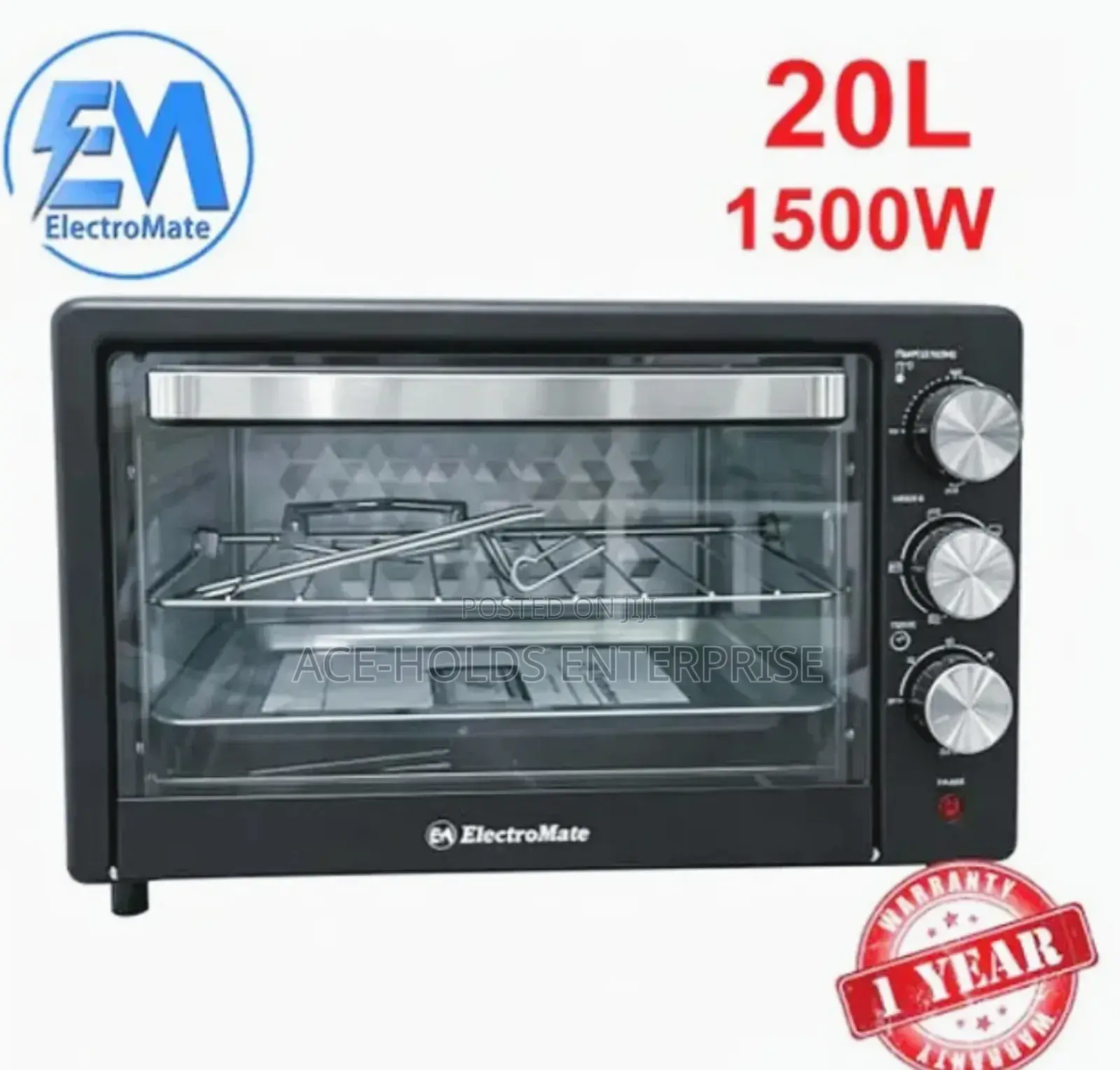 20 Litres Electric Countertop Oven 1500 Watts - Griil, Oven Lamp