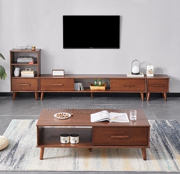 Living Room Set: Solid Wood Tv Stand and Coffee Table Set - thumbnail 2