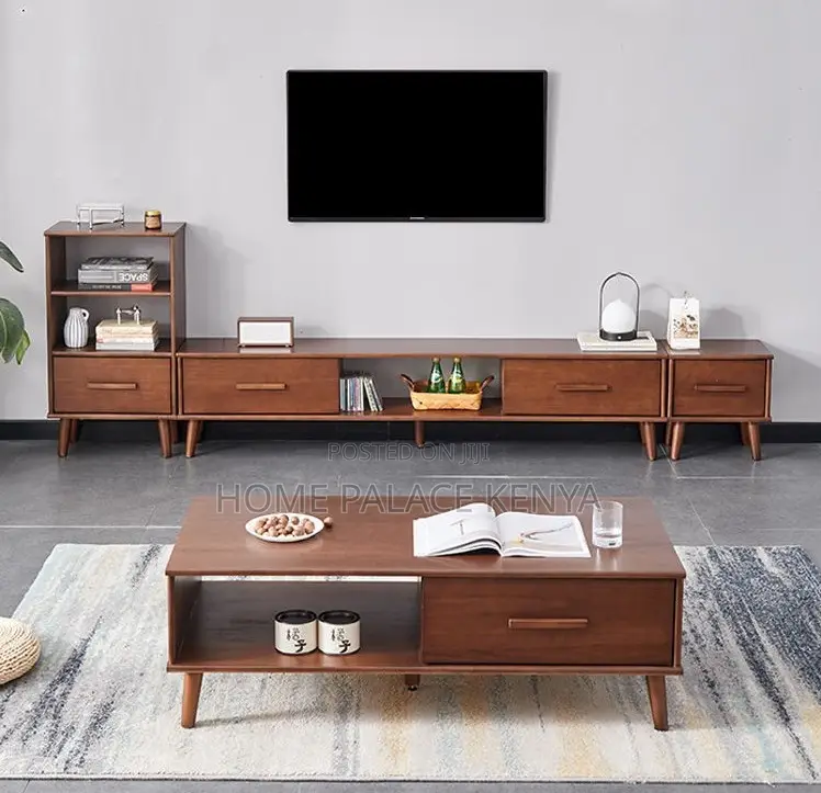 Living Room Set: Solid Wood Tv Stand and Coffee Table Set