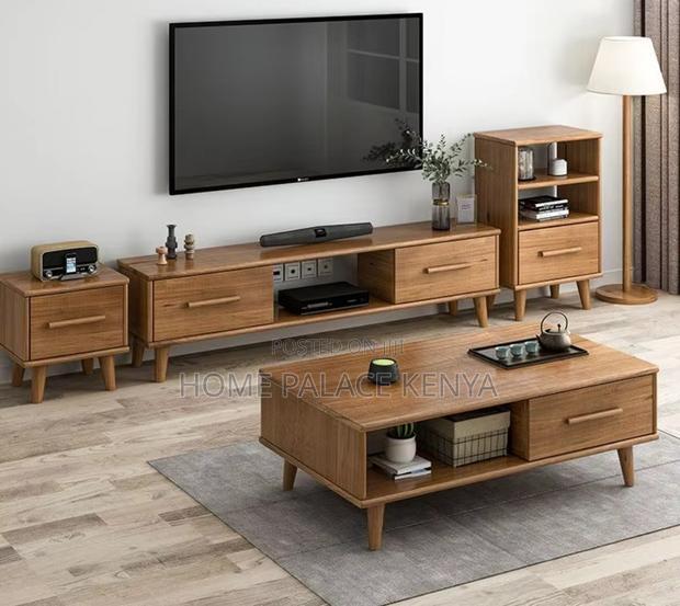 Living Room Set: Solid Wood Tv Stand and Coffee Table Set - thumbnail 9