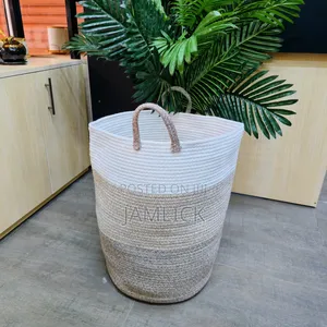 Cotton Rope Handwoven Storage Basket With Handles - Rb