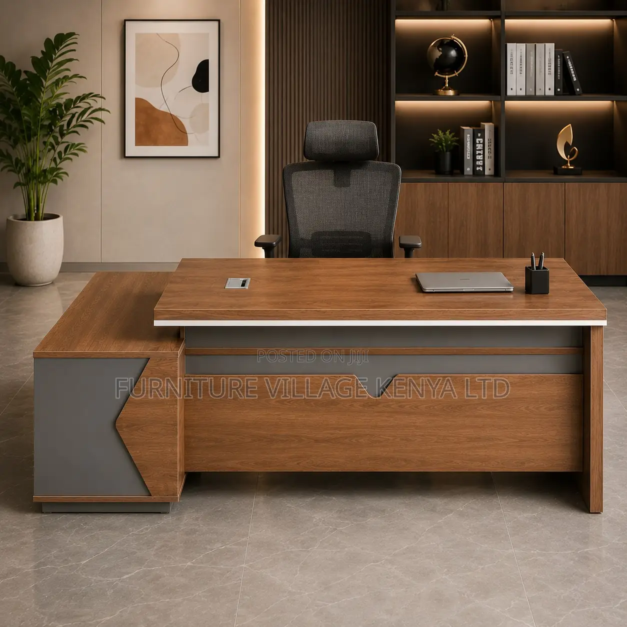 Office Desk: 160cm Manager Office L-Shape Writing Table.