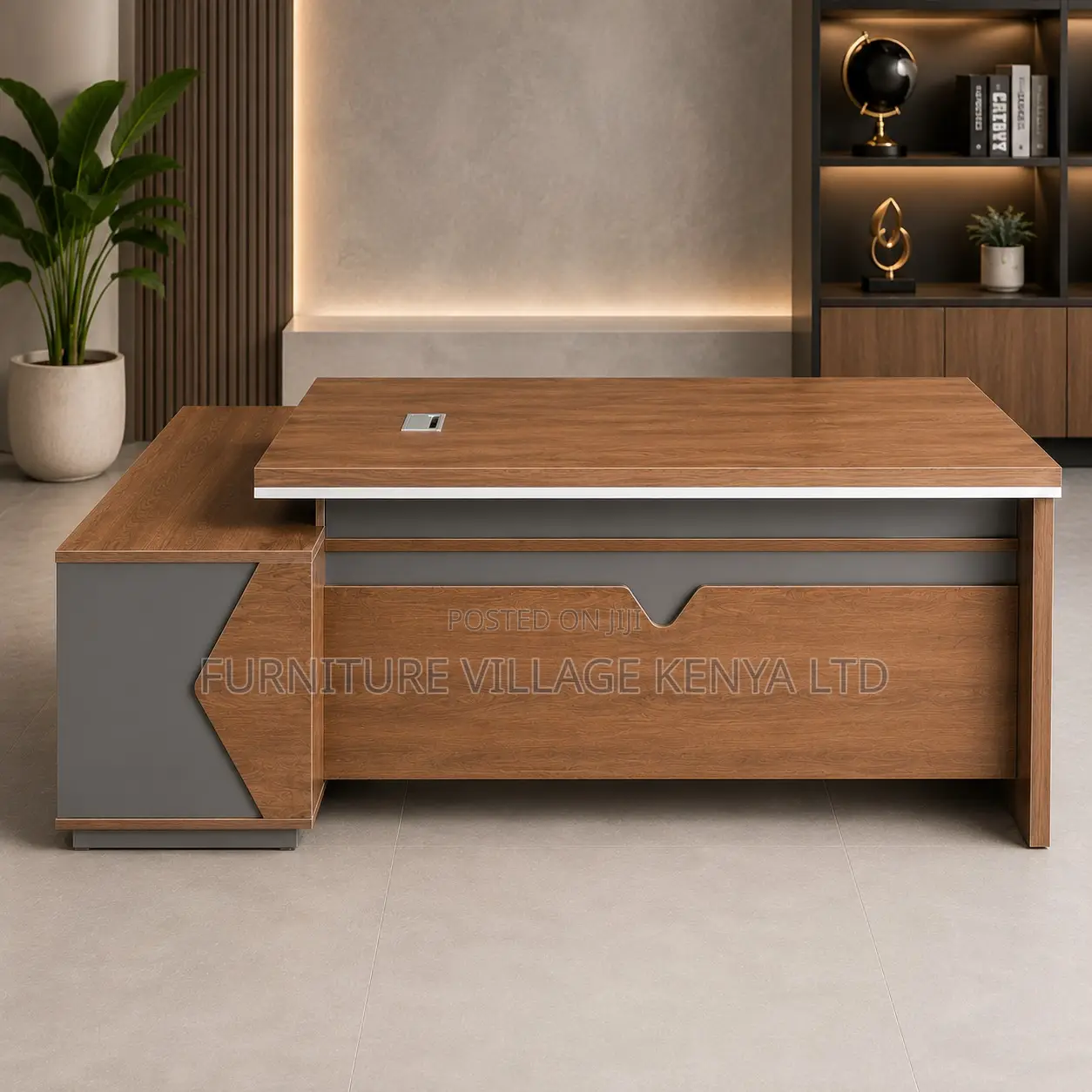 Office Desk: 160cm Manager Office L-Shape Writing Table.
