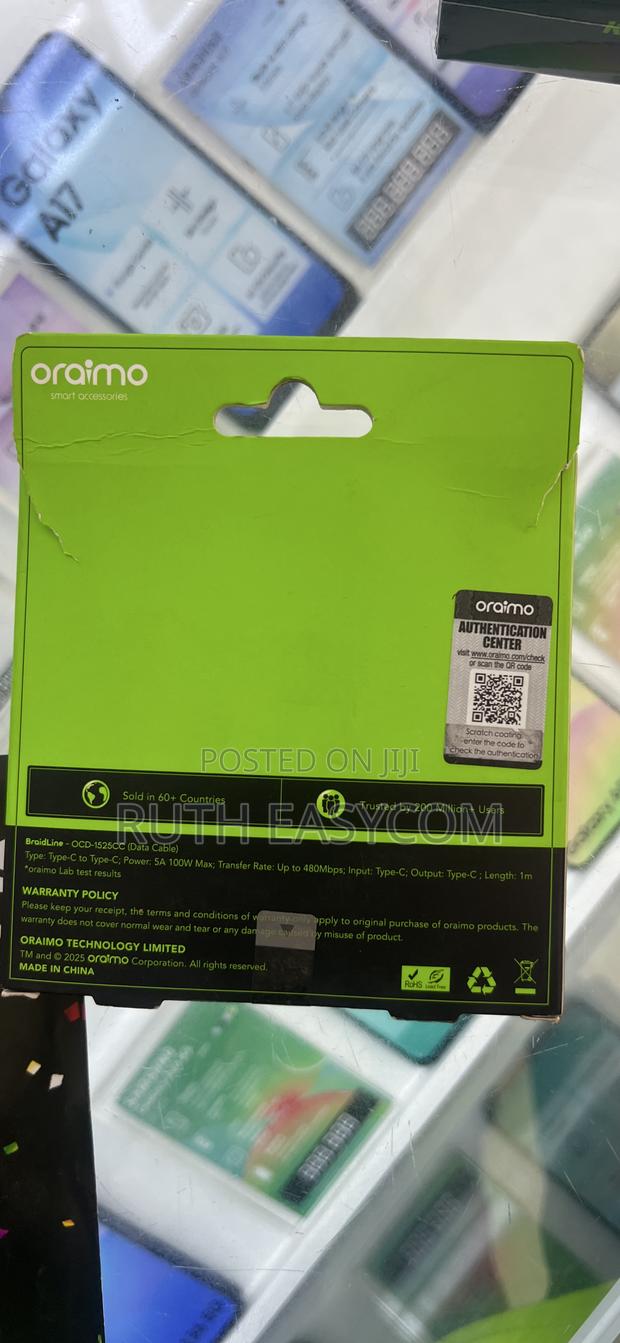 Oraimo 1 Metre Type C to C Usb Cable - thumbnail 2