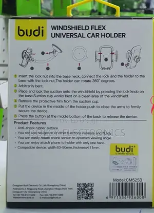 Budi Cm525b Windshield Flex Universal Car Holder.