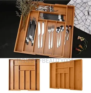 Multifunctional Bamboo Drawer Organizer.