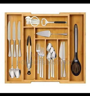 Multifunctional Bamboo Drawer Organizer.
