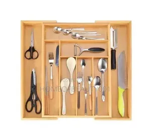 Multifunctional Bamboo Drawer Organizer.